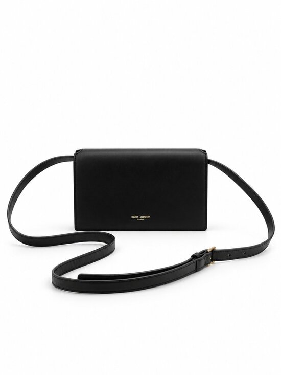 Saint Laurent Handbags - Saint Laurent YSL Black Leather Mini Flap Crossbody Shoulder Bag